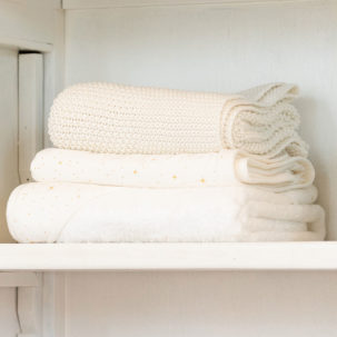 Manta de tricot marfil - Imagen 3