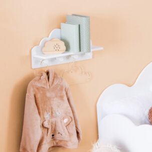 Estantería infantil con 4 colgadores nube blanco - Imagen 2