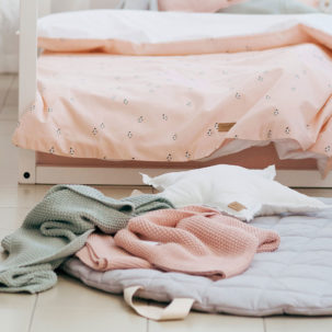 Manta de tricot rosa empolvado - Imagen 3