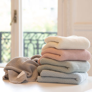 Manta de tricot marfil - Imagen 2