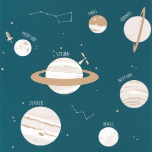 Papel pintado Nuestro Planeta Universo Jeans Azul / Beige