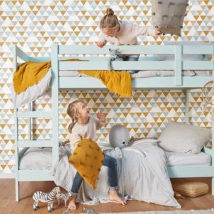 Papel pintado Nuestro Planeta Diamantes Verde Agua / Ocre / Beige - Imagen 2