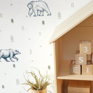 Papel pintado Nuestro Planeta Osos Grizzlies Verde Kaki / Azul Noche - Imagen 3