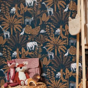 Papel pintado Nuestro Planeta Viaje a la Selva Camel / Azul Noche - Imagen 3