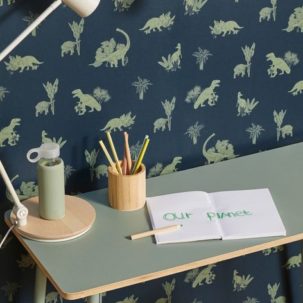 Papel pintado Nuestro Planeta Jurassic World Azul noche / Verde Kaki - Imagen 3