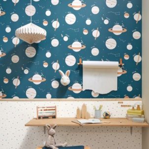 Papel pintado Nuestro Planeta Universo Jeans Azul / Beige - Imagen 2