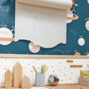 Papel pintado Nuestro Planeta Estrellas Azul / Beige - Imagen 3