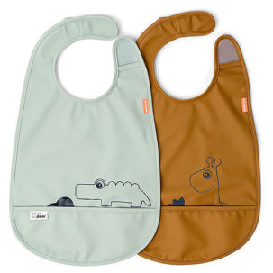 Pack de dos baberos Deer Friends mustard
