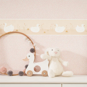 Cenefa de papel pintado Cisnes rosa - Imagen 2