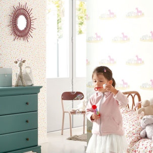 Papel pintado Elefante y jirafa rose - Imagen 3