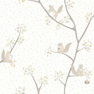 Papel pintado Ardillas beige
