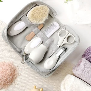 Estuche 7 piezas de aseo para bebé gris - Imagen 2