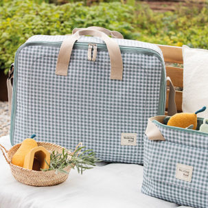 Maleta maternal I Love Vichy verde - Imagen 2