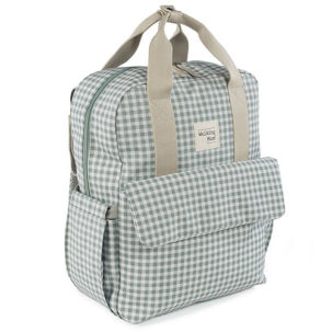 Mochila maternal I Love Vichy verde