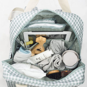 Mochila maternal I Love Vichy verde - Imagen 4