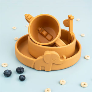 Plato de silicona Peekaboo Elphe mostaza - Imagen 5