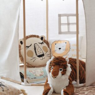 Cojín infantil con flecos león - Imagen 2