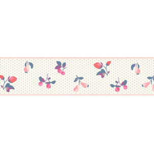 Cenefa autoadhesiva flores y fresas