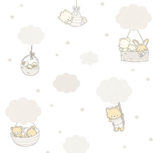 Papel pintado infantil Ballons gris y beige