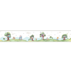 Cenefa autoadhesiva Travel friends gris