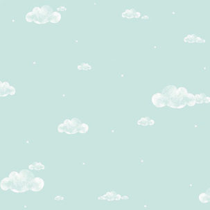 Papel pintado infantil Clouds aquamarine