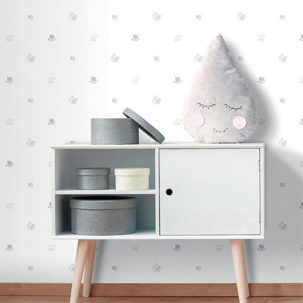 Papel pintado infantil Footsteps gris y beige - Imagen 2