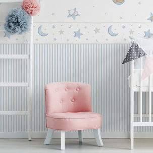Papel pintado infantil Fine Stripes celeste - Imagen 2