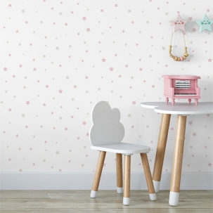 Papel pintado infantil Stars gris/mostaza - Imagen 2