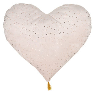 Cojín infantil corazón rosa y dorado
