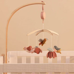 Móvil musical de madera natural Flores y Mariposas - Imagen 2