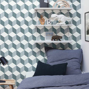 Papel pintado Young & Free - Be Happy azul vintage - Imagen 3