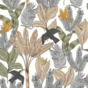 Papel pintado Autour du Monde - Explorer beige