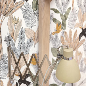 Papel pintado Autour du Monde - Explorer beige - Imagen 2