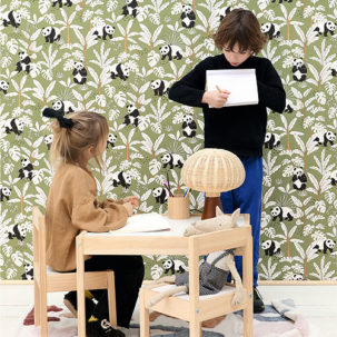 Papel pintado Autour du Monde - Se prélasser kaki - Imagen 3