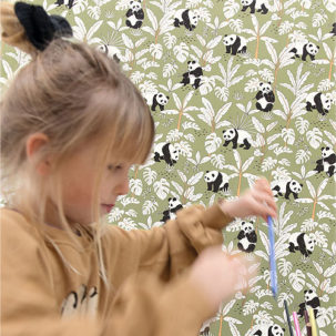 Papel pintado Autour du Monde - Se prélasser kaki - Imagen 2