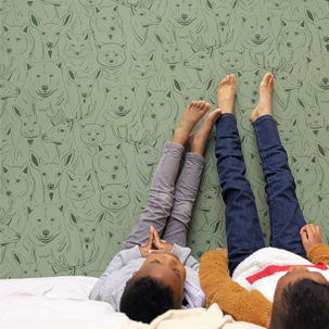 Papel pintado Autour du Monde - S'amuser vert - Imagen 3