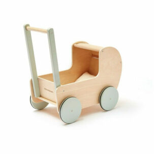 Cochecito para muñecos de madera natural