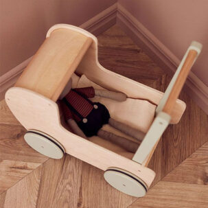 Cochecito para muñecos de madera natural - Imagen 2