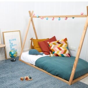 Tipi con sommier 90x200cm. madera natural - Imagen 2