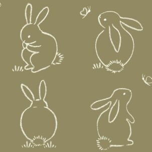 Papel pintado Funny Bunny verde caqui