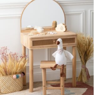 Tocador y taburete infantil madera de hevea - Imagen 2
