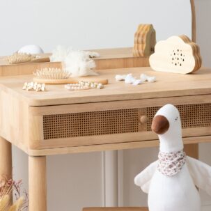 Tocador y taburete infantil madera de hevea - Imagen 5