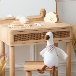 Tocador y taburete infantil madera de hevea - Imagen 3