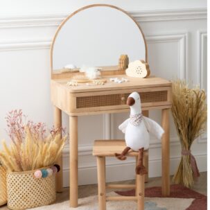 Tocador y taburete infantil madera de hevea