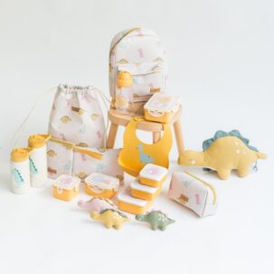 Peluche con sonajero "Wild Dinos" rosa - Imagen 6