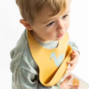 Babero de silicona Dinos mostaza - Imagen 3