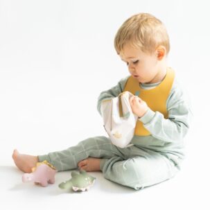 Peluche con sonajero "Wild Dinos" rosa - Imagen 8