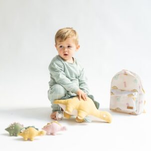 Peluche con sonajero "Wild Dinos" rosa - Imagen 2