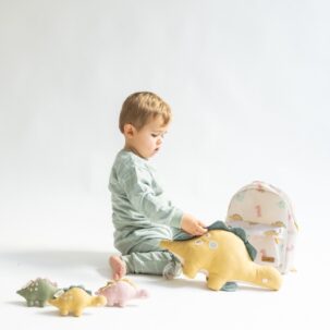 Peluche con sonajero "Wild Dinos" rosa - Imagen 4