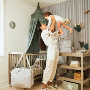 Maleta maternal I Love Vichy Gris - Imagen 4